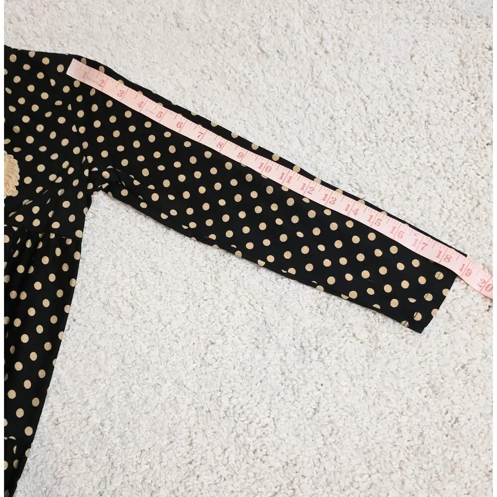 Hanna Anderson Dress Girl's 140 (US 10) 9-10 Years Old Black Gold Polka Dots